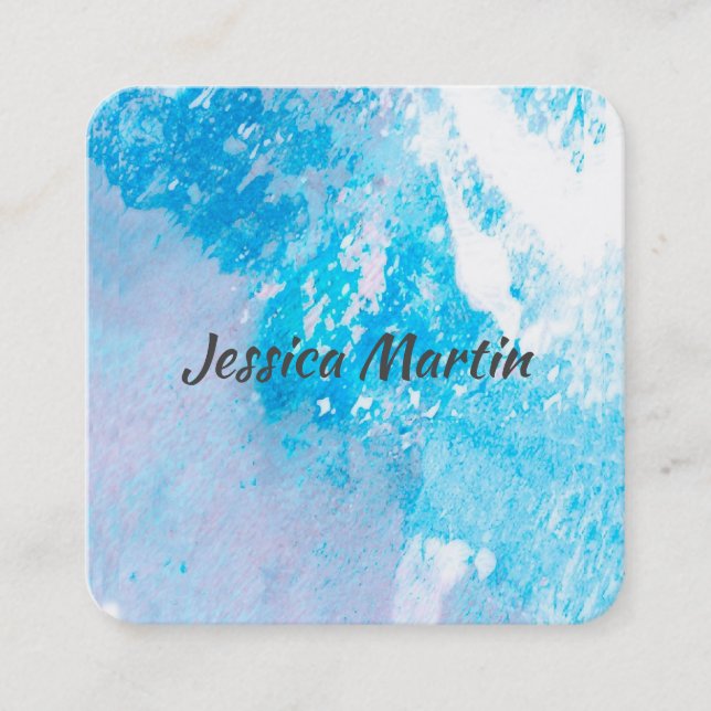 abstract art business card template blue splash (Front)