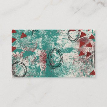 Abstract Art Business Cards Teal Aqua Burgundy Red by NeatBusinessCards at Zazzle