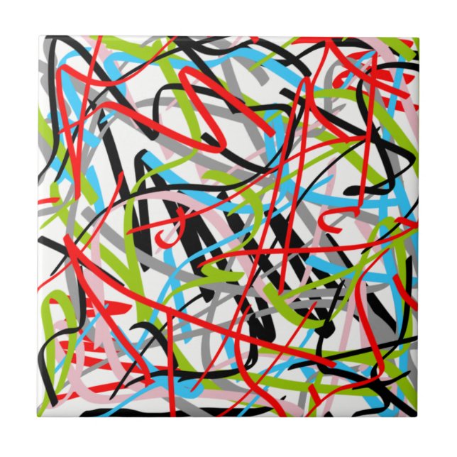 Abstract Art Busy Colourful Ceramic Tile (Front)