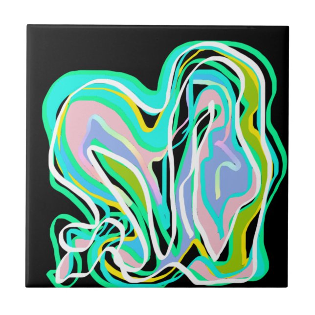 Abstract Art Busy Colourful Ceramic Tile (Front)