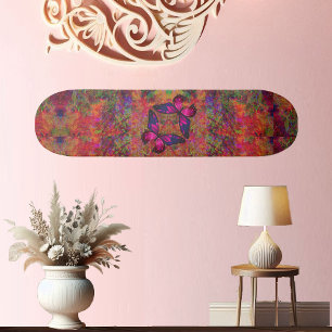 Abstract Art Butterfly Fantasy Pink Fuchsia Decor Skateboard