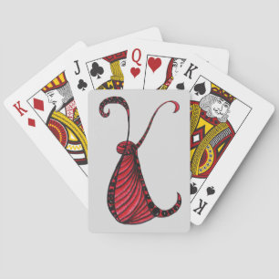Abstract Art Cartoon Creature Letter K Monogram Poker Cards