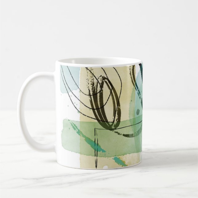 Abstract Art Ceramic Mug - Modern Coffee Cup 11oz (Left)