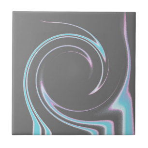 Abstract Art Charcoal Grey Blue White Minimalism Ceramic Tile