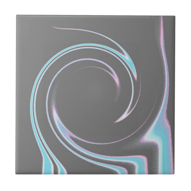 Abstract Art Charcoal Grey Blue White Minimalism Ceramic Tile (Front)