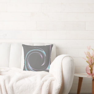 Abstract Art Charcoal Grey Blue White Minimalism Throw Pillow