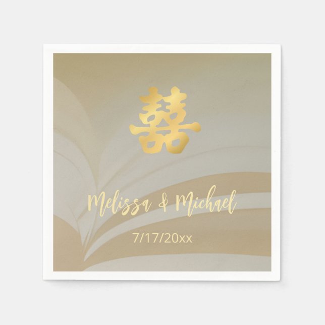 Abstract Art Chinese Wedding Custom  Napkins (Front)