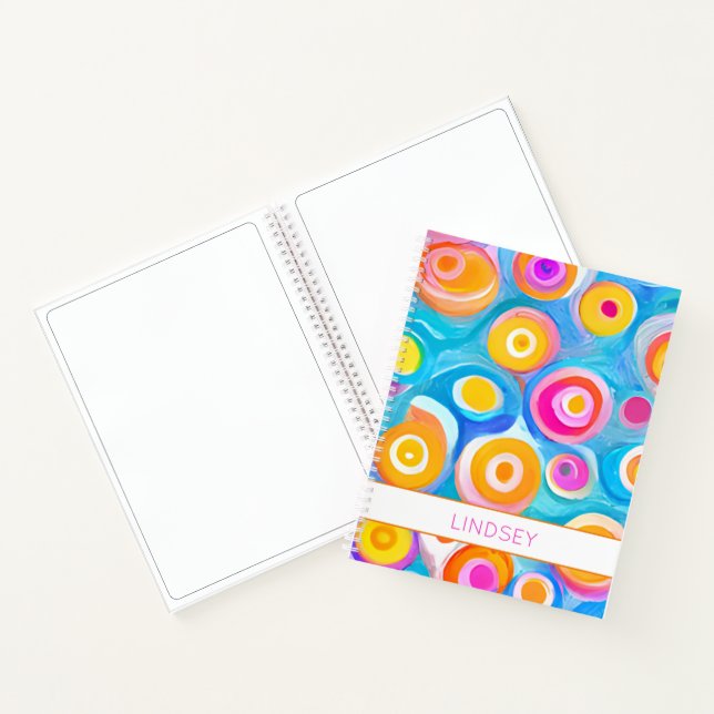 Abstract Art Circles Bright Colors NAME Fun Sketch Notebook (Inside)