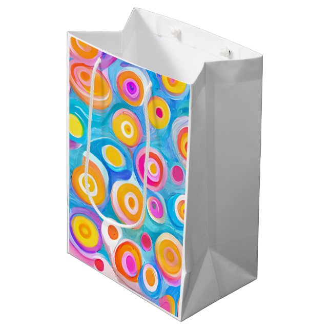 Abstract Art Circles Colorful Bright Fun Medium Gift Bag (Front Angled)