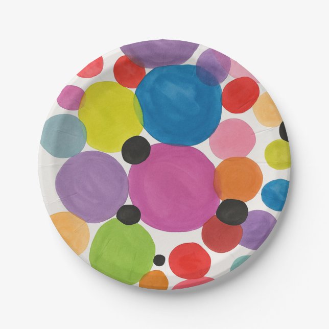 Abstract Art Circles Greeting Paper Plates (Front)