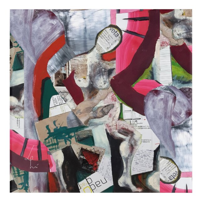 Abstract Art Collage Hand-painted Acrylic Print (Front)