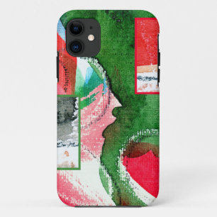 abstract art collage, mixed media and watercolor 2 iPhone 11 case