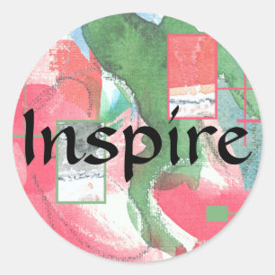 abstract art collage, mixed media and watercolor 2 classic round sticker