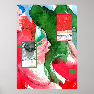 abstract art collage, mixed media and watercolor 2 poster