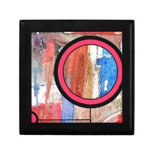abstract art collage, mixed media and watercolor 4 jewelry box