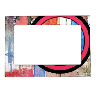 abstract art collage, mixed media and watercolor 4 magnetic frame