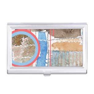 abstract art collage, mixed media and watercolor 5 business card case