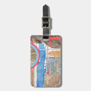 abstract art collage, mixed media and watercolor 5 luggage tag