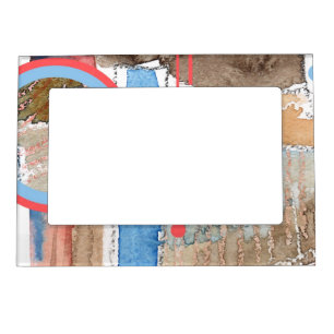 abstract art collage, mixed media and watercolor 5 magnetic frame