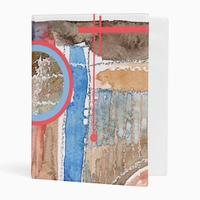 abstract art collage, mixed media and watercolor 5 mini binder (Front/Inside)
