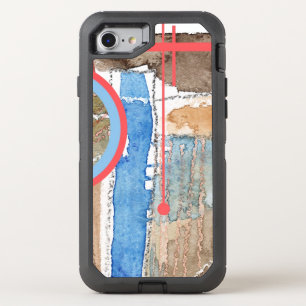 abstract art collage, mixed media and watercolor 5 OtterBox defender iPhone SE/8/7 case