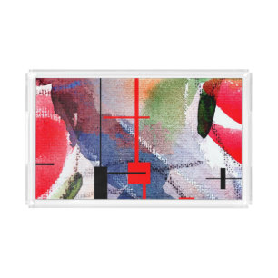 abstract art collage, mixed media and watercolor acrylic tray