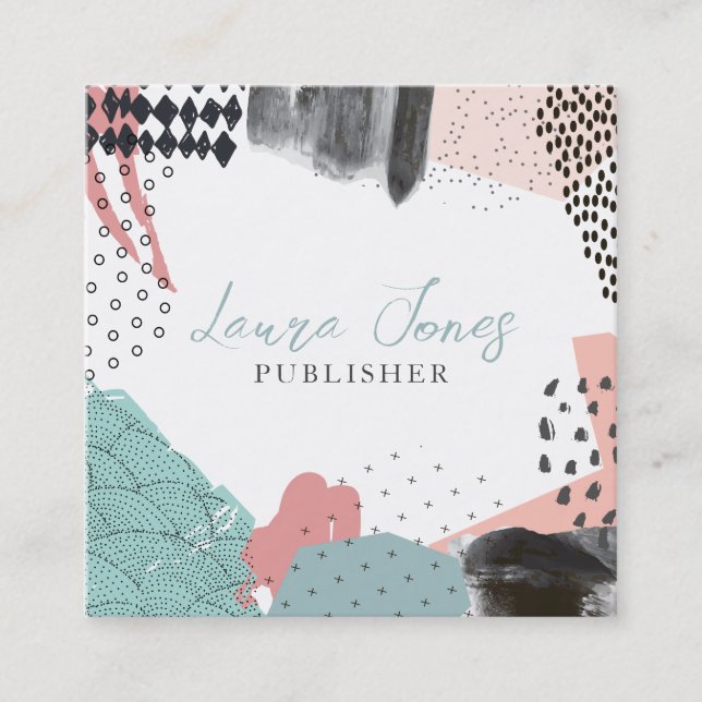 Abstract Art Collage Publisher Writer Square Appointment Card (Front)