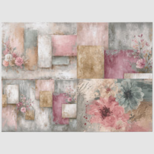 Abstract Art College Distressed Florals Decoupage Tissue Paper
