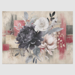 Abstract Art College Distressed Florals Decoupage Tissue Paper