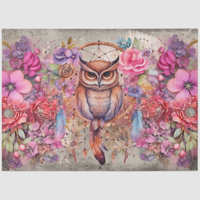 Abstract Art College Distressed Florals Decoupage Tissue Paper (Front)