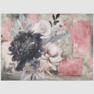 Abstract Art College Distressed Florals Decoupage Tissue Paper