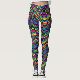 Abstract Art Color Decorative Wavy Lines Leggings
