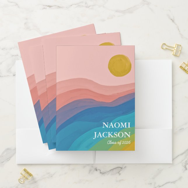 Abstract Art Colorful Back to School Personalized Pocket Folder (In Situ)