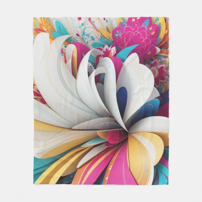abstract art colorful fleece blanket (Front)