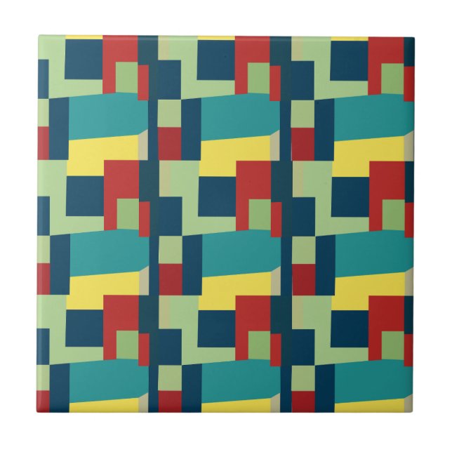 Abstract Art Colorful Geometric Modern Ceramic Tile (Front)
