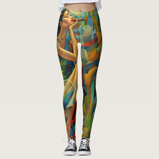 Abstract art colorful leggings (Front)