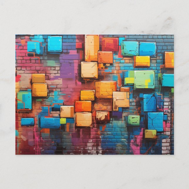 Abstract Art Colorful Mural on Mural Postcard (Front)