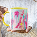 Abstract Art Colorful Paint Splatter Inspirational Mug<br><div class="desc">Designed using my original abstract paint splatter art featuring bright pink,  aqua blue,  and sunny yellow designs with small typed look wording reading "Be Brave" and repeated in large brush lettering,  this colorful mug is a great way to show off your artistic side!</div>