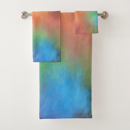 Abstract Art Colorful Red Yellow Blue Green Black Bath Towel Set