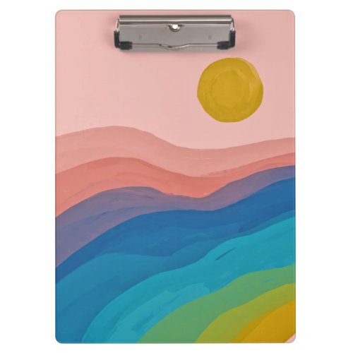 Abstract Art Colorful Watercolor Pink Blue Clipboard