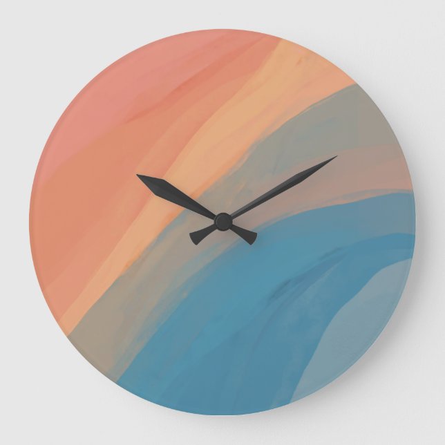 Abstract Art Colorful Watercolor Pink Blue Large Clock (Front)