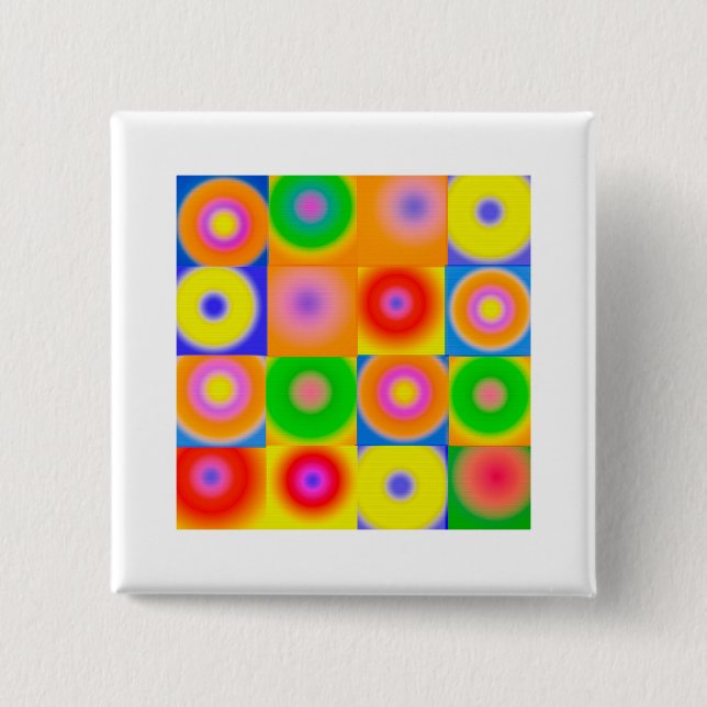 Abstract Art Colourful Happy Button (Front)
