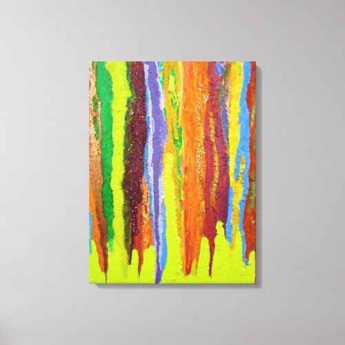 Abstract Art colourful paint stripes dripping Canvas Print