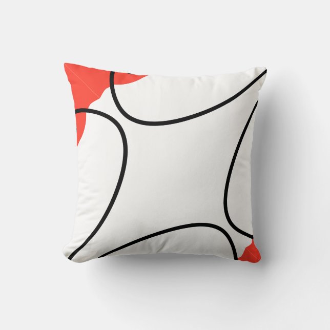 Abstract Art Coral Red Black White Throw Pillow (Front)