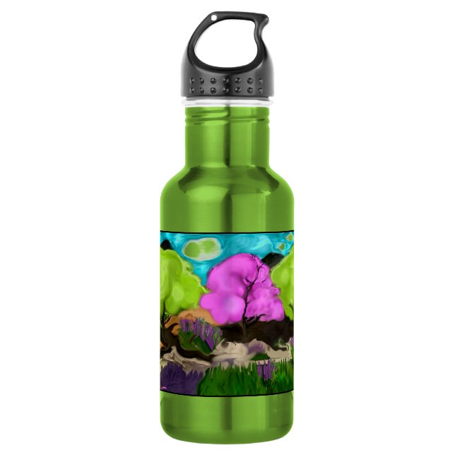Abstract Art Cotton Candy Trees Water Bottle (Front)