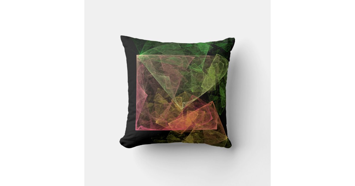 Green and Pink Geometric Cubic Space Abstract Throw Pillow