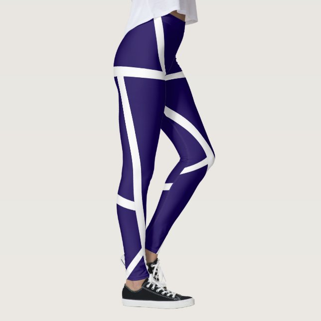 Abstract Art Dark Blue White Minimalism Leggings (Right)