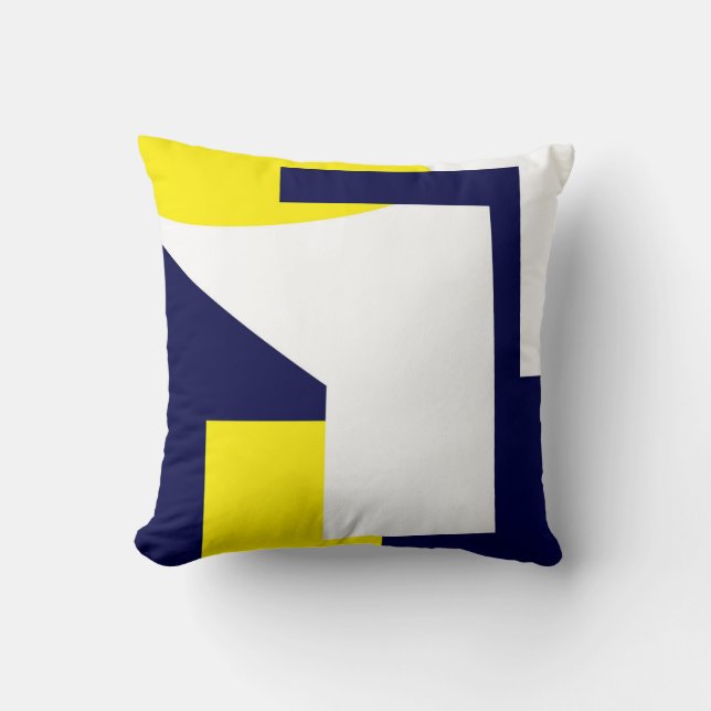 Abstract Art Dark Blue Yellow White Throw Pillow (Front)
