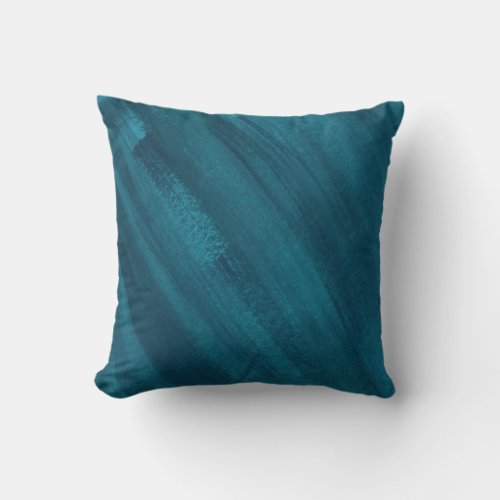 Abstract art dark teal green blue brushed throw pillow