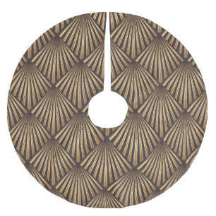 Abstract Art Deco: Gold Elegance. Brushed Polyester Tree Skirt